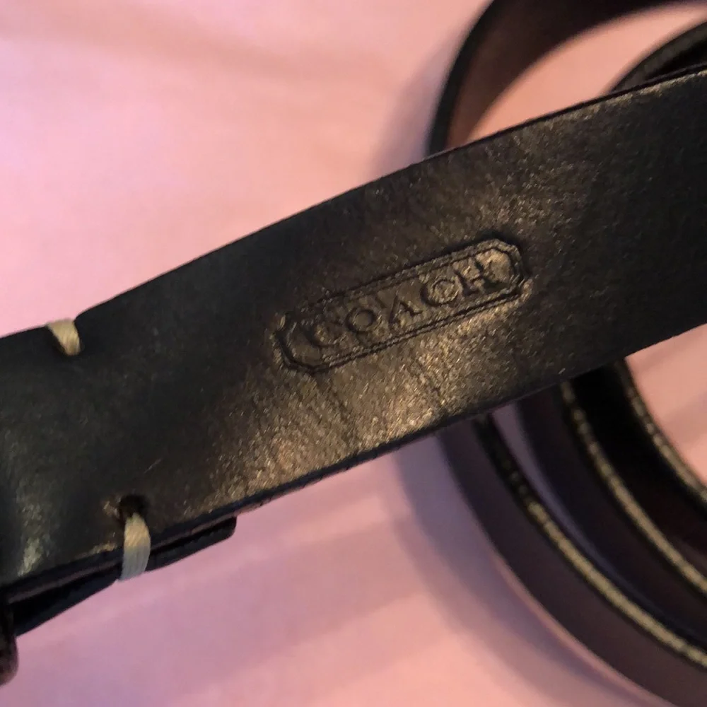 Coach Classic Vintage Leather belt shiny silver tone brass buckle - Picture 2 of 11